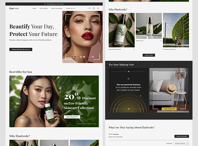 ÉlanVerde - Landing Page branding web design clean design cosmetic cosmetic web design cosmetic website environmentally friendly kosmetik web design landing page minimalist modern modern design ui design uiux design ux design web design