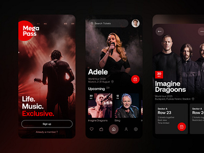 MegaPass concert app app concert event mobile tickets ui ux