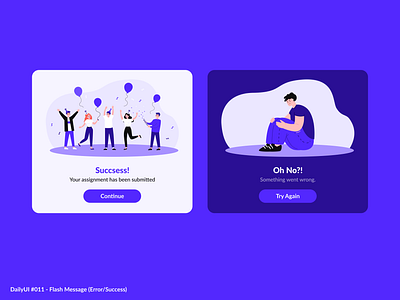 Flash Message (Error/Success) 011 branding challenge daily dailyui dailyui011 design error flash message illustration logo minimal purple simple success ui ux