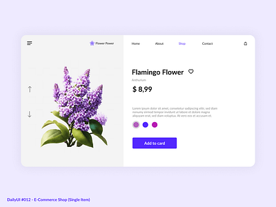 E-Commerce Shop 012 daily dailyui dailyui012 design e commerce flower item minimal online purple shop simple single item ui ux