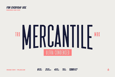 Mercantile Ultra Condensed bold condensed design font display italic logo font mercantile ultra condensed popular round sans serif sign font tall title font trending type juice