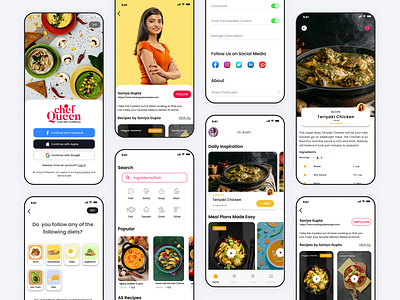 ChefQueen- Recipe App UI Design figma mobile app ui product design recipe app recipe app design recipe app ui ui ui design uiux uiux design