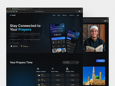 Prayer Landing Page Design app application design landing page mobile prayer product design salah salat ui ui ux ux website website design