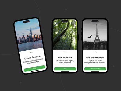 Travel App Intro Screens - UI Design app design app ui clean ui design intro intro app intro design intro ui light minimal ui product product design travel travel app travel intro ui ui design ui intro ui travel ux