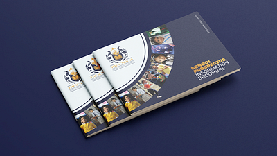 School Prospectus and Information Brochure | The Scholar School blue and gold brochure cover design prospectus school