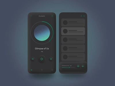 Music Player Concept app audio audio player concept dark dark theme desing mobile mobile app mobile design music music player player ui ui ux ux