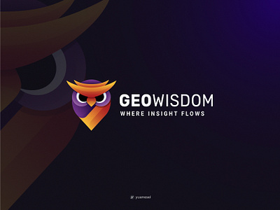 GEOWISDOM Creative Owl Logo Design bird birds branding design graphic design icon identity illustration logo marks night owl owls symbol