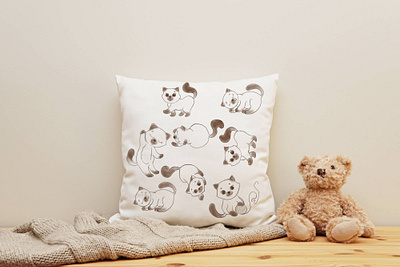 Cats pattern for children clothes, blanket cats chilren room kids clothes pattern kids room kitten pattern pillow toddler room