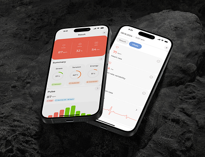 IoT App for Heart Health Monitoring app design health app health tracker health ui healthcare app healthcare ui heart heart rate ios ios app design medicine mobile app mobile health tracker mobile healthcare monitor product design self care statistics virtual care widgets