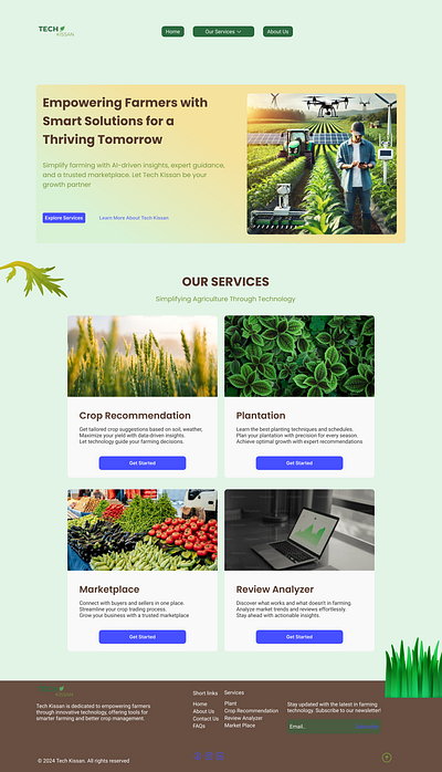 landing page agritech farmer kissan tech ui