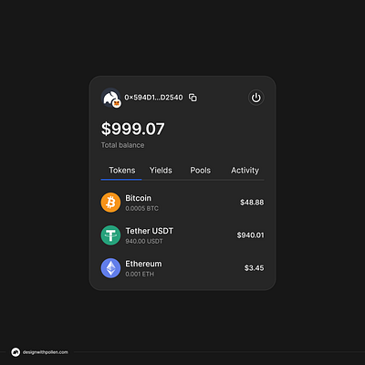 wallet connected UI dark mode 🪄✨ crypto crypto wallet minimalism ui ui design uidesign uxdesign wallet connected web design web3