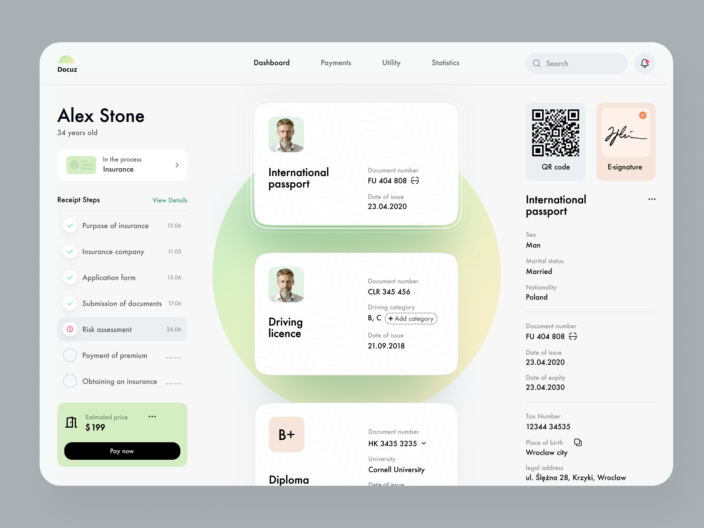 Dashboard for a Management Product Docuz by Halo Product for HALO LAB ...