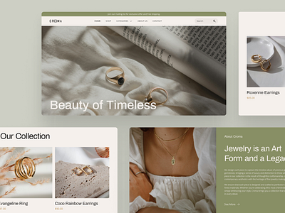 Jewelry Store Aesthetic Elegant Landing Page brand development call to action customer testimonials digital portfolio e commerce design e commerce website fashion jewelry jewelry marketing jewelry store jewelry website landing page design luxury jewelry minimalist design online jewelry store product showcase responsive design uiux design user experience visual identity web design