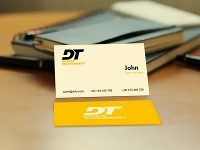 DT Sports Management branding card design graphic design logo