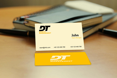 DT Sports Management branding card design graphic design logo