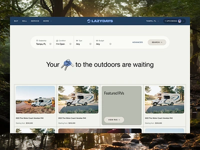 Lazydays campervan ecommerce product design shopping travel ui ux web website