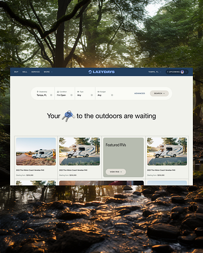 Lazydays campervan ecommerce product design shopping travel ui ux web website