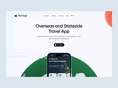 Hero animation for app landing animation card cards earth figma fur globe hero ios keyshot notification prototype render travel ui ux