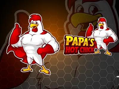 Papa's Hot Chick: Cartoon Logo design branding cartoon cartoon chicken logo cartoon logo chicken chicken logo design design graphic design illustration illustrator logo
