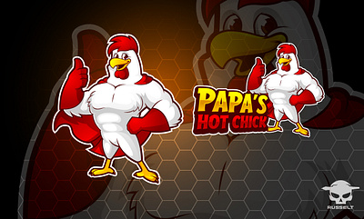 Papa's Hot Chick: Cartoon Logo design branding cartoon cartoon chicken logo cartoon logo chicken chicken logo design design graphic design illustration illustrator logo