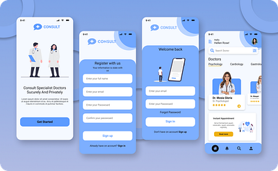 "Consult App - Seamless Healthcare at Your Fingertips"​​​​​​​ appdevelopment appinterface bluetheme cleanui designdaily doctorapp doctorconsultation healthcareapp healthtech medicalappdesign medicalui minimaldesign mobileappdesign mobileui onboardingdesign telemedicine uiinspiration uiuxdesign userexperience uxinspiration
