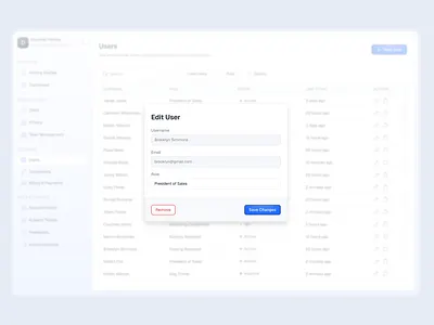 Edit User Modal branding dashboard design edit modal product design saas typography ui ux