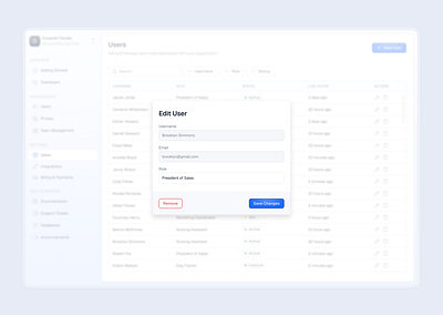 Edit User Modal branding dashboard design edit modal product design saas typography ui ux