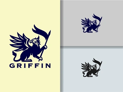 Griffin Logo african aggression business endangered flag griffin logo griffon gryphon heraldic illustration modern heraldy royal strength ui ux vector wilderness winner zoo