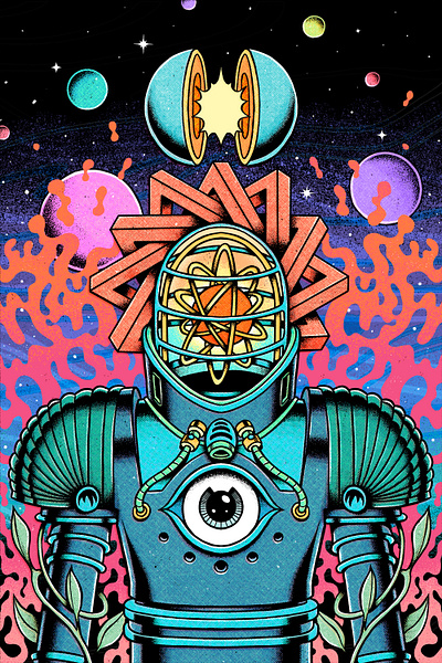 Shift comic comic style cosmos halftones neo retro planets retro robot space trippy vintage