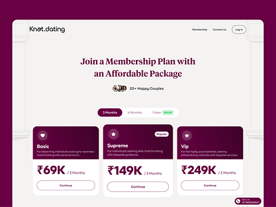 Membership Plans - Knot.Dating illustration membership product design ui