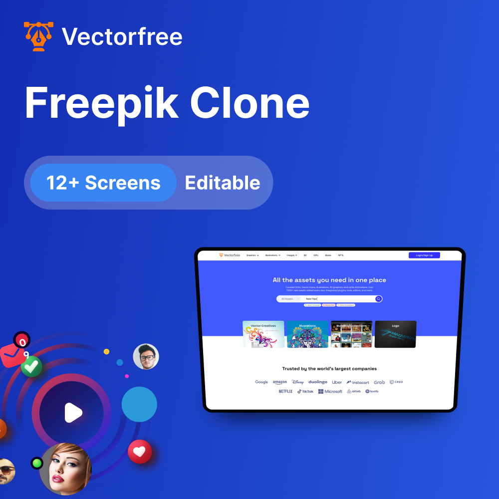 Marketplace Like Freepic creative community creative marketplace design assets download website freepik clone graphic resources platform online resource platform vectors and psds web design template