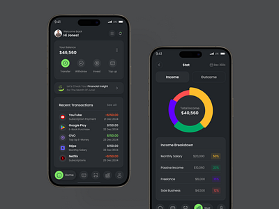 Finance Mobile App app ui app ui designer application bank business dark app emoney finance finance manager financial app ios mobile mobile app money transfer payment transaction ui uiux designer ux