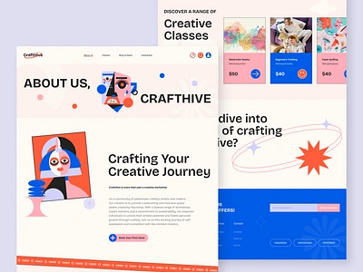 CraftHive About Page – Creative Workshop Website Framer Template about page brand story telling crafthive creative education creative journey creative workshps design inspo framer template mission and vision modern ui story telling design uiux design website design workshop website