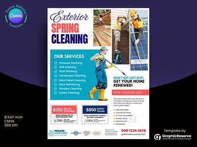 Exterior Spring Cleaning Marketing Flyer Template Canva cleaning service flyer exterior home cleaning exterior home cleaning flyer home exterior cleaning service house cleaning flyer power washing flyer pressure washing canva template pressure washing flyer pressure washing flyer design