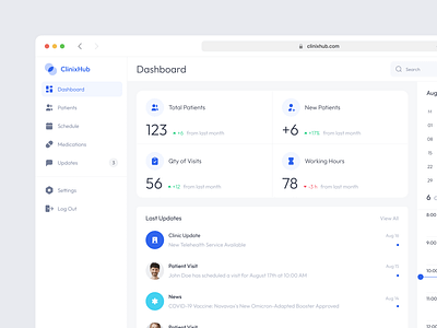 ClinixHub Web Platform dashboard doctor healthcare medicine ui ux web app web platform