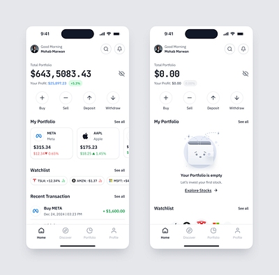 Home Page - Stock Trading App analytics app banking branding dailyui dashboard design finance fintech fintech app illustration mobile app product design stock stock trading trading ui ux wallet web design