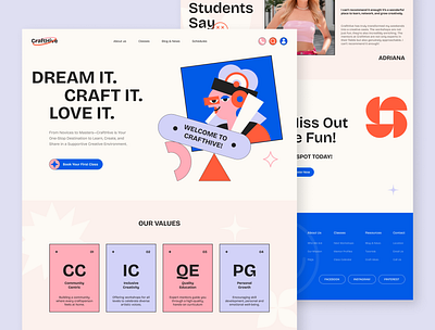 CraftHive – Creative Workshop Website Framer Template artistic design class management crafthive creative education creative projects creative workshops design inspo framer dashboard framer design framer template modern ui ui inspiration ui showcase ui trends uiux design ux design inspiration website design workshop tools workshop website