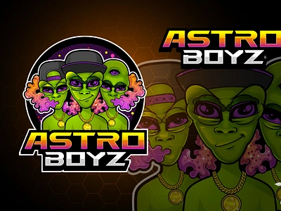 Asto Boyz- Weed product Logo alien mascot design bold and vibrant design cartoon cartoon logo colorful joint graphics cosmic vibes design edgy cartoon style extraterrestrial theme galactic weed branding gold chain accessories graphic design illustration illustrator logo psychedelic colors smoking character illustration stoner culture aesthetic trippy smoke effects vector