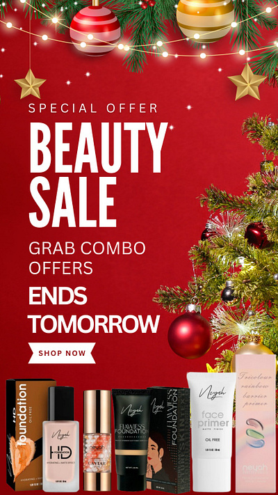 Christmas Sale Poster for a Beauty Brand