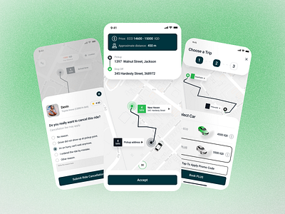 Ride Sharing Mobile App . eco friendly travel fare estimation gps tracking modern app design on demand rides passenger experience ride booking ride sharing transportation app travel app uxui design vehicle sharing