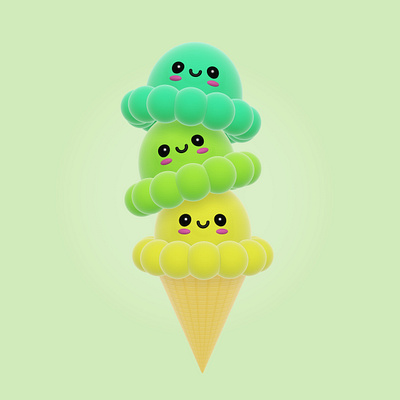 3D Ice Cream Character 3d character ui