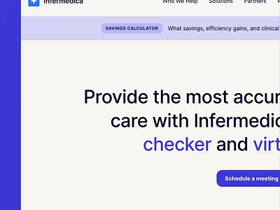 AI-powered care navigation for public health and governments ai animated numbers animation branding form get in touch government healthcare infermedica landing landing page logo motion graphics product product page screenshots scroll stats ui wed design