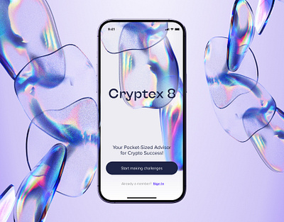 Cryptex 8 app 3d branding crypto graphic design logo ui