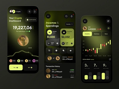 Crypto Finances - App Concept android app chart coin crypto crypto app crypto design crypto trade crypto trading design ios mobile ui ux wallet wallet design