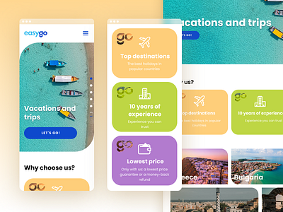 ✈️ Easy Go – Travel Landing Page Mobile adventure agency destination framer holiday landing page mobile mobile app no code product design travel travelling trip ui ux vacation web design web site webflow website