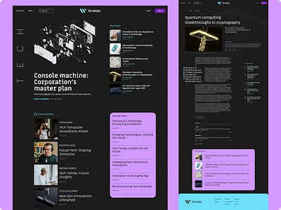 Wobble: Tech Focused News Website dark mode figma news news website sleek tech tech news ui ux