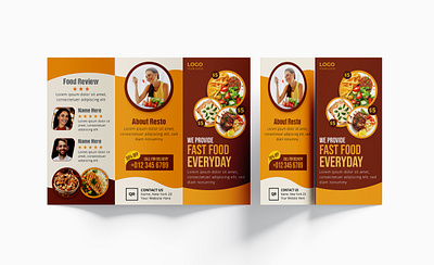 Restaurant trifold brochure design, Fast food menu template customize