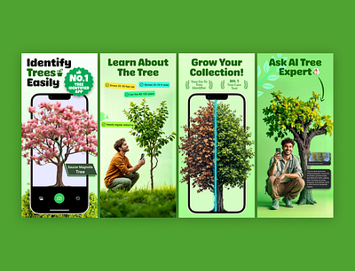 Tree Identifier App android app screenshots app store custom figma google play graphics ios nature plant app plant identifier screens screenshots tree app tree identifier ui uiux