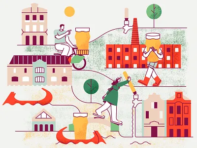 Aveiro Craft Beer Fest aveiro beer bike city craft beer festival illustration