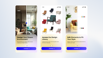 Classic Onboarding ai app classic onboarding design glass effect interior onboarding typography ui ux